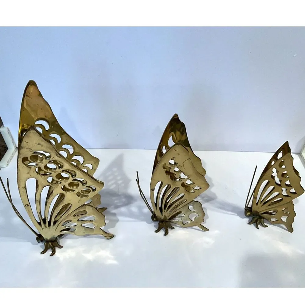 Set of 3 Mid Century Modern Brass Butterflies Must see - Picture 3 of 5